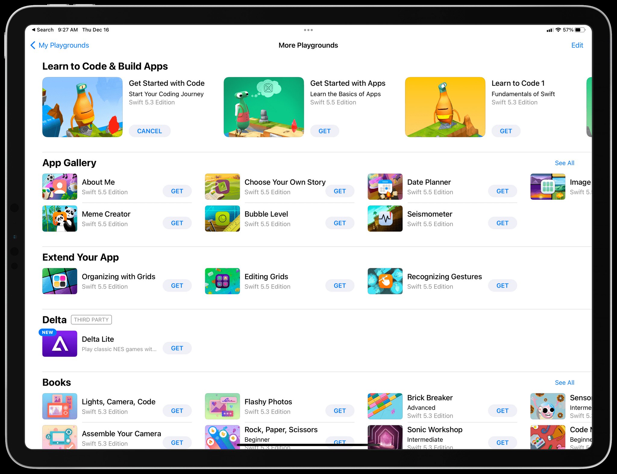 Daftar modul di Swift Playgrounds — More Playgrounds